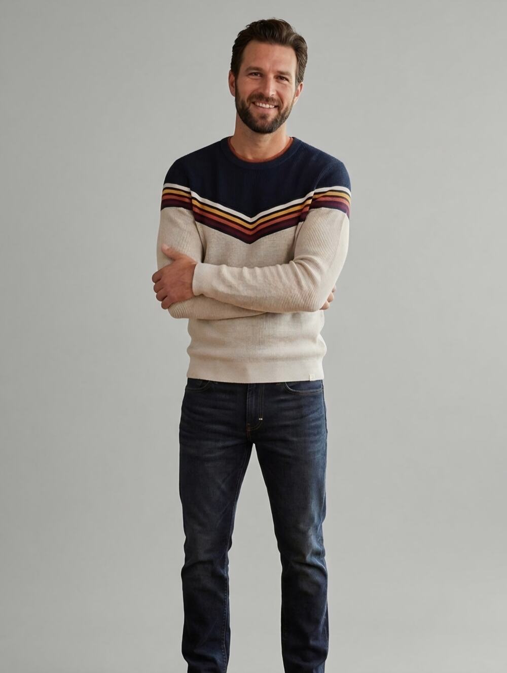 Marine Layer X Leave Flyer Stowe Crew Neck Sweater Size S Retro Style